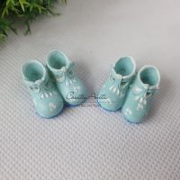 Babyschuhe, ca. 2,5 cm in zartem Blau - 2 Paar - Dekoration - Nostalgie